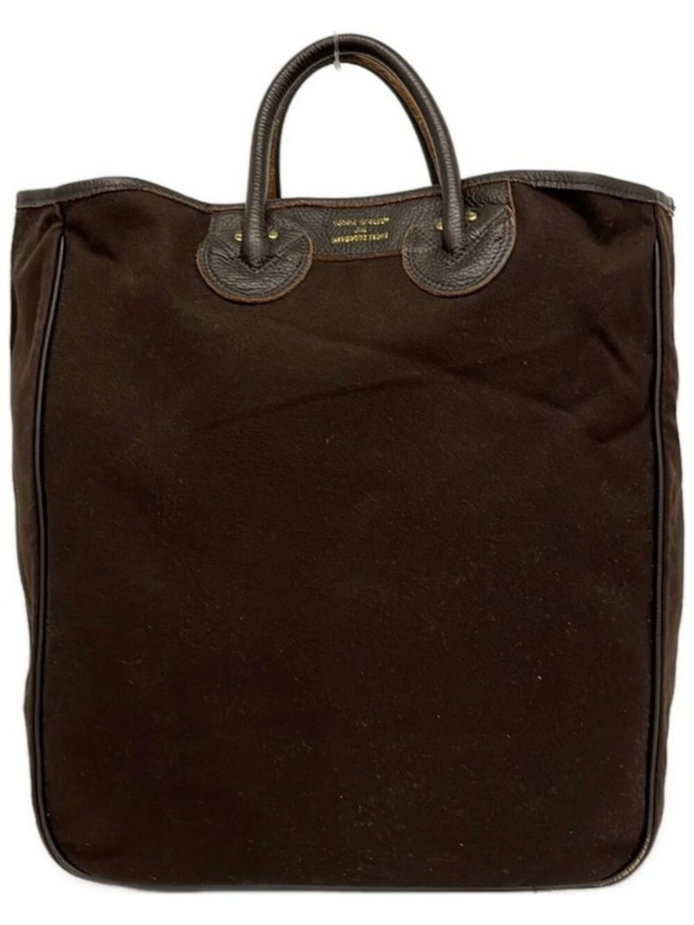 YOUNG&OLSEN Black Dark Brown Canvas Leather Tote Bag